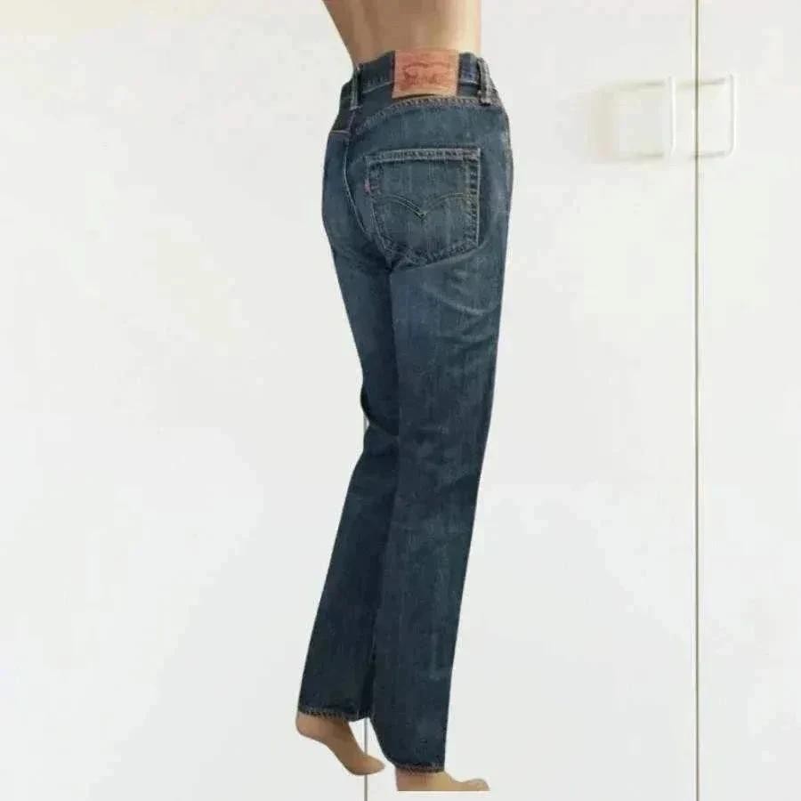 LEVIS 501 - corte reto - cintura alta - 100% algodão - azul escuro - muito bom estado – photo 3